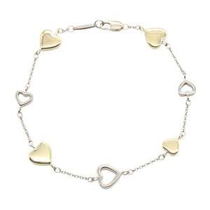 TIFFANY 18k Gold Heart Charm Bracelet